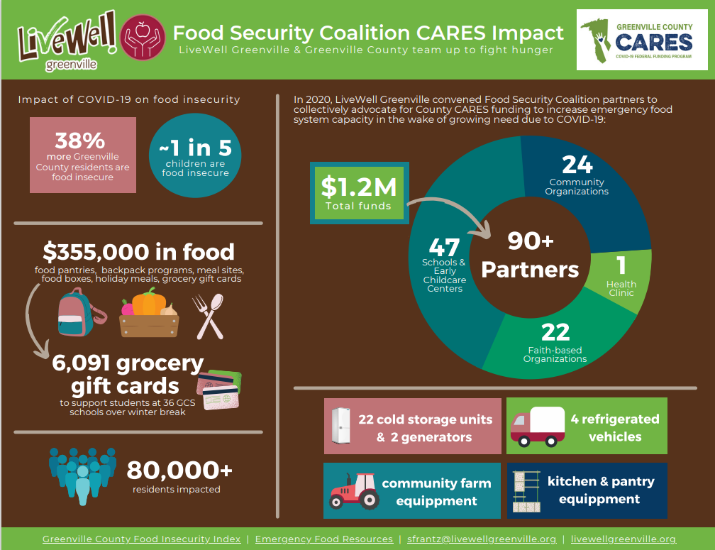 You are currently viewing CARES Impact Infographic- Greenville County and LiveWell Greenville team up to fight hunger